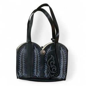 New Black Leather Cowboy boot Shoulder Bag
